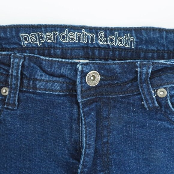 Paper Denim & Cloth Womens 4/27 Dark Blue Button Flap Pocket Flare Denim Jeans - Picture 7 of 11